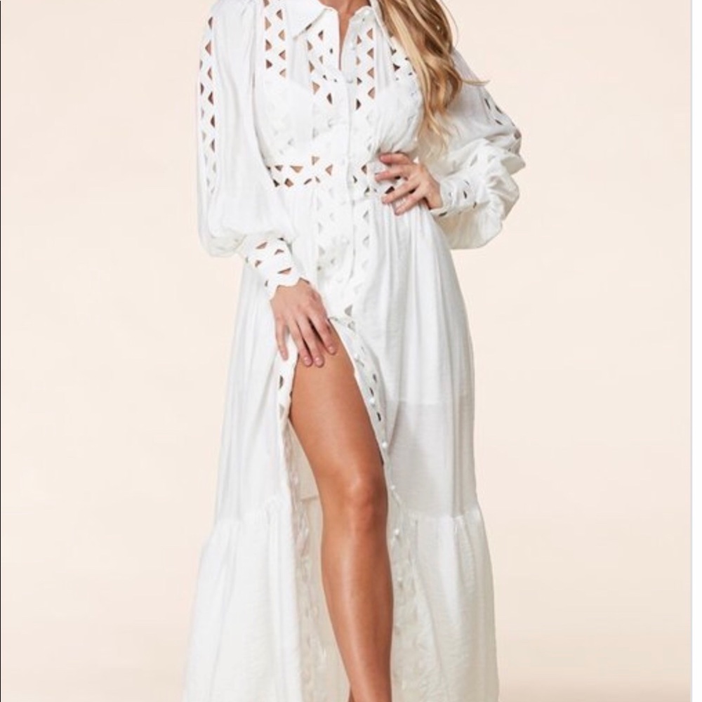 White Cut out Maxi Dress